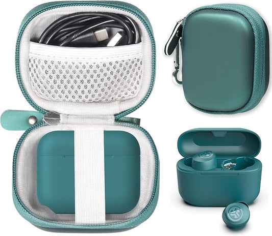CaseSack Case for Lab Go Pop+, Go Air Pop, Air, Air Tones+/ Tones, JBuds Mini True Wireless Earbuds, Compact Organizer for The Charger case and Charger Cord (Green)