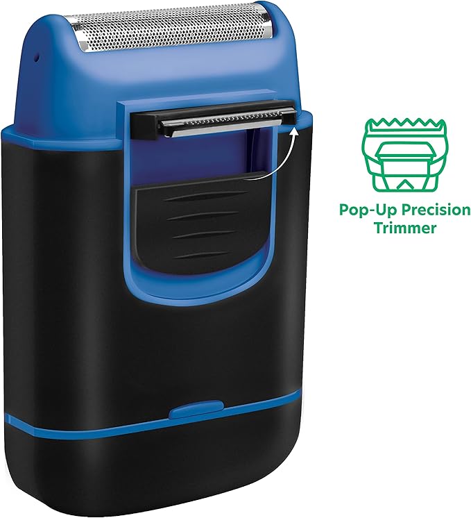 ChargeWorx Groom Essentials Travel Foil Shaver, Cordless Electric Razor with Pop-Up Beard Trimmer, Battery Operated and Ergonomic, Cleaning Brush Included