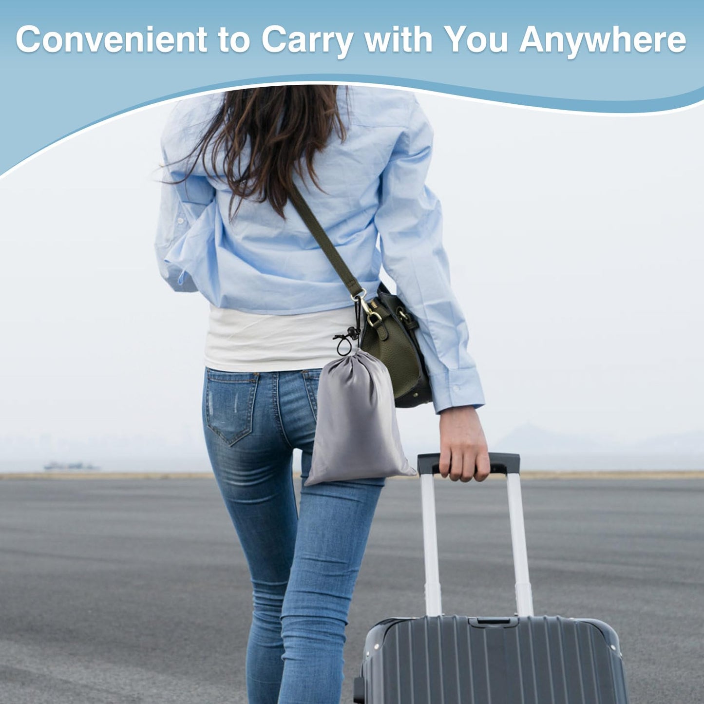 MoKo Inflatable Travel Pillow, Comfortable Neck Pillow with Storage Bag Support Shoulder and Neck to Avoid Pain for Airplane Train Office Car Travel Home, Gray