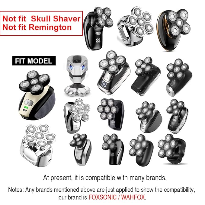 7 Blades Compatible with Wyklaus SHPAVVER shaver Head Shaver Replacement Heads 7 Heads for Many Main Brands Electric Shaver Razor Bald Men Head Shaver Blades