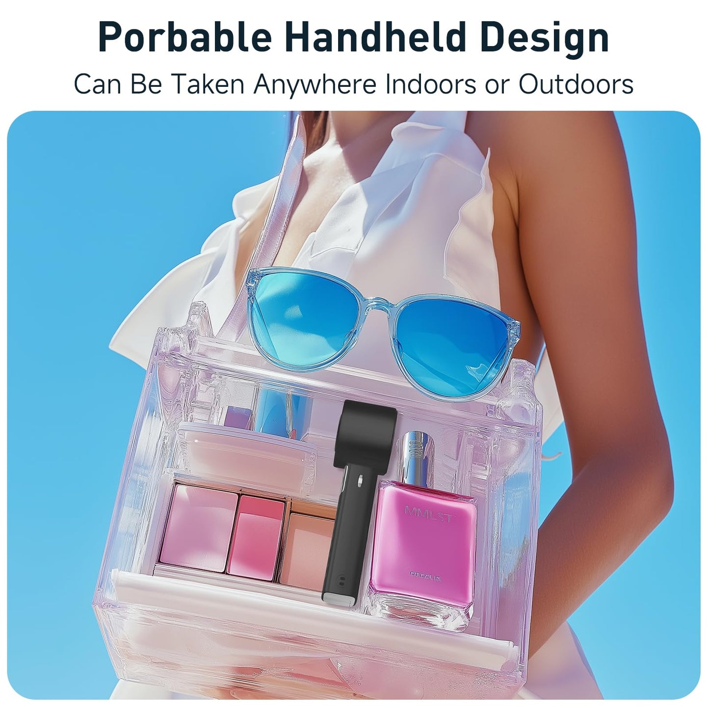 YOSHENMO Portable Handheld Turbo Fan - Foldable Mini Fan with Air Turbo Tech, 1-199 Speed Adjustment, 20H Runtime, LED Display, Battery-Powered for Indoor/Outdoor Use, Dark Black