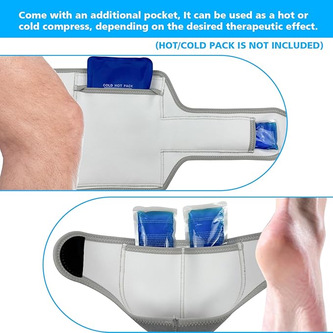 2 Pc Castor Oil Compress Wrap Kit Organic Cotton Pack Wrap for Knee and Ankle Pain Relief Ergonomics Design Snug Fit Knees and Ankles Comfort Flannel Castor Oil Pack Wrap Set Reusable (Gray)