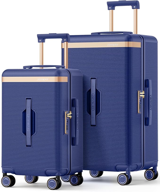 Joyway Luggage Sets 2 Piece, 22 Inch Carry On Luggage and 26 Inch Trunk Checked Luggage with Cup Holder, Lightweight Hardside Suitcase with Pressure-resistant Frame, Shock Absorbing Wheel and TSA Lock