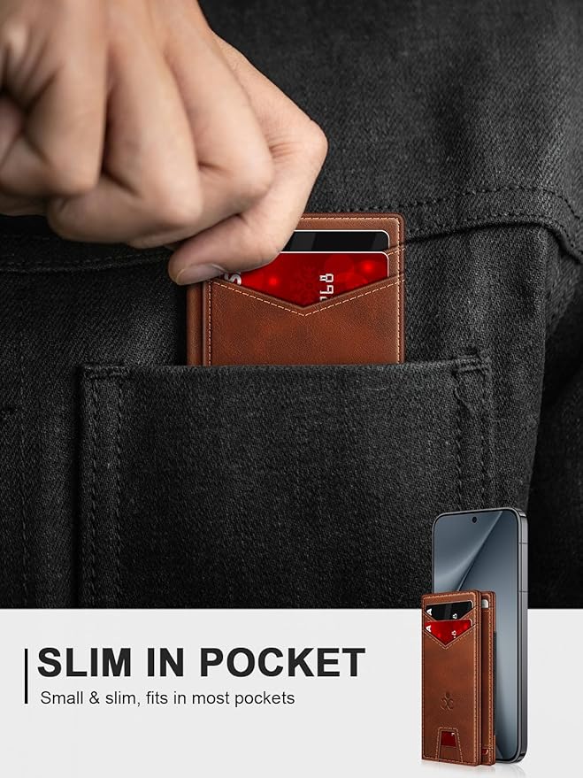 Wallet for Men Slim Leather Wallets for 9-13 Cards, RFID Blocking Thin Card Holder Wallet with ID Window & Stretchable Cash Slot, Minimalist Bifold Small Wallet for Front Pocket, Birthday Gift for Men