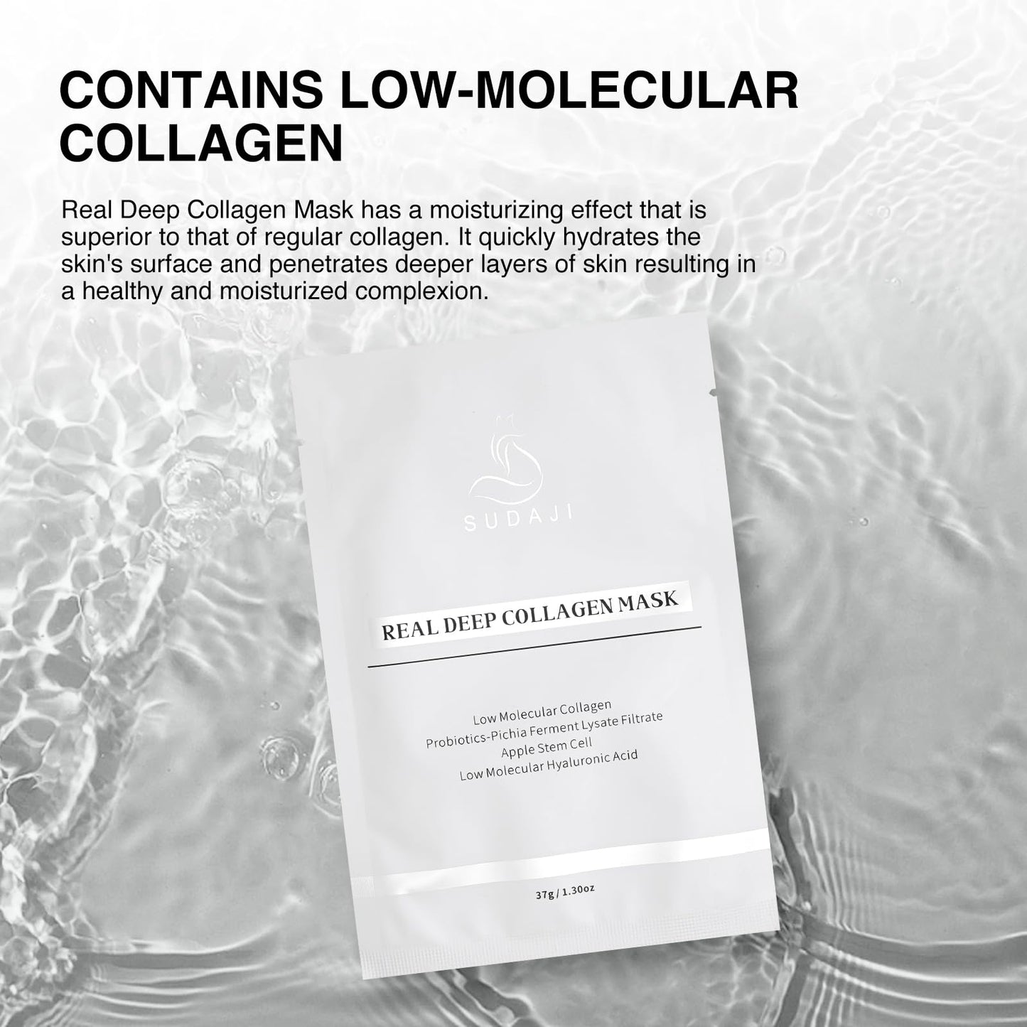 SUDAJI Apple Stem Cells Probiotics Collagen Face Mask (37gx5ea), Hydrating Overnight Hydrogel Mask for All Skin Types – Elasticity Enhancing, Firming, Moisturizing