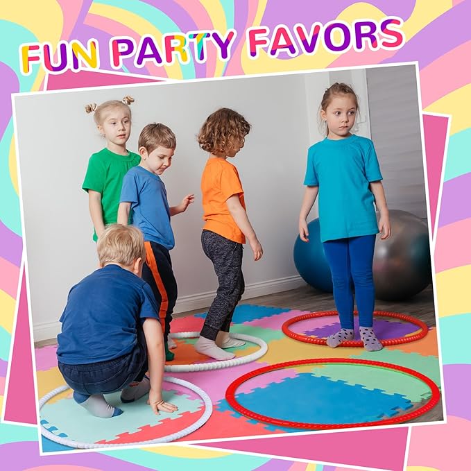 6 Pcs Exercise Hoop Detachable Fitness Rings Adjustable Plastic Toy Fitness Hoop Playground Toys Colored Circles for Teens Games Gymnastics Agility, 28 Inch(Red,White)