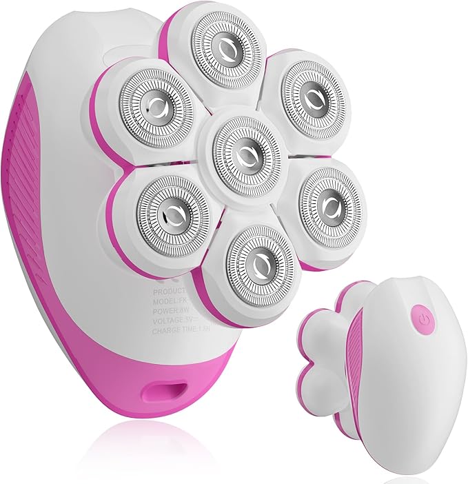 7D Electric Razor for Women: Full-Body Shaver for Legs & Face – Waterproof Wet/Dry Use with LED Light & Travel Cover – Smooth Close Bikini Shaver (Pink)