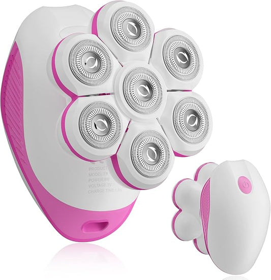 7D Electric Razor for Women: Full-Body Shaver for Legs & Face – Waterproof Wet/Dry Use with LED Light & Travel Cover – Smooth Close Bikini Shaver (Pink)