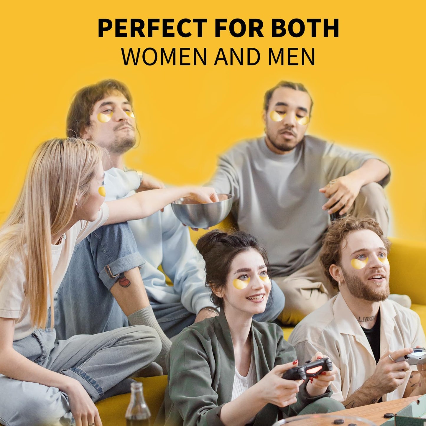 24K Gold Eye Masks for Dark Circles and Puffiness 70PCS, Under Eye Patches Gel Pads for Puffy Eyes Treatment w/Collagen, Caffeine, Peptides for Eye Bags Treatment, Gel Eye Mask Skincare