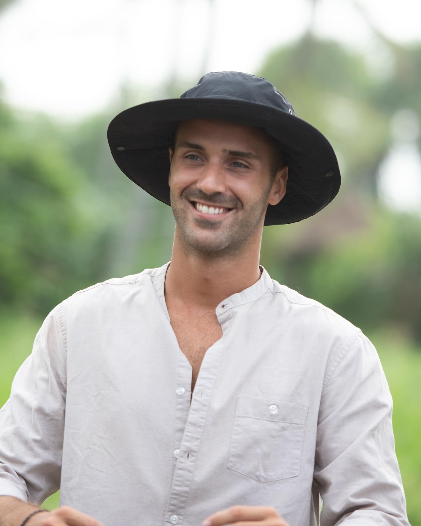 FURTALK Sun Hats for Women Ponytail UPF 50+ Beach Summer Hat Wide Brim Packable Cowboy Hat Pure Black