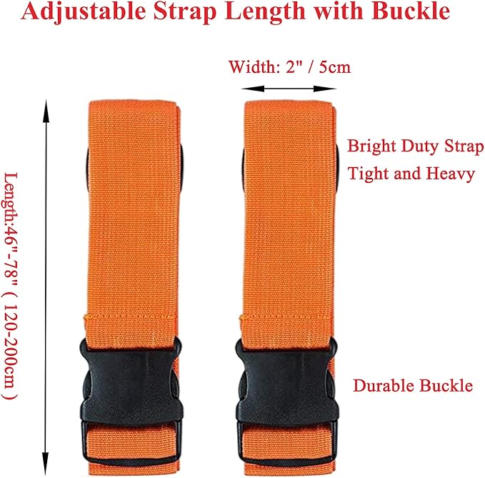 2 Pack Suitcase Belts, Adjustable Luggage Straps, Bright Colors Travel Packing Straps with Quick Release Buckle (Orange)