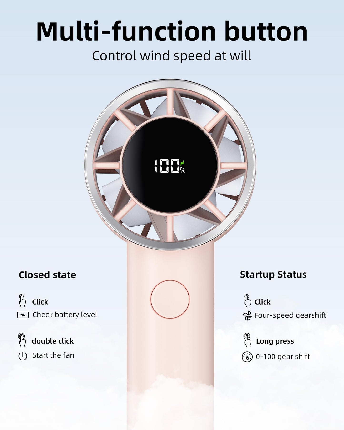 Mini Portable Handheld Fan,100 Speeds Adjustable Turbo Fans,Digital Display,30000 RPM,Up to 10H Use Time,USB Personal Fans,Rechargeable Fan Women,Gift for Gym/Travel/Camping/Outdoor/Indoor/Office