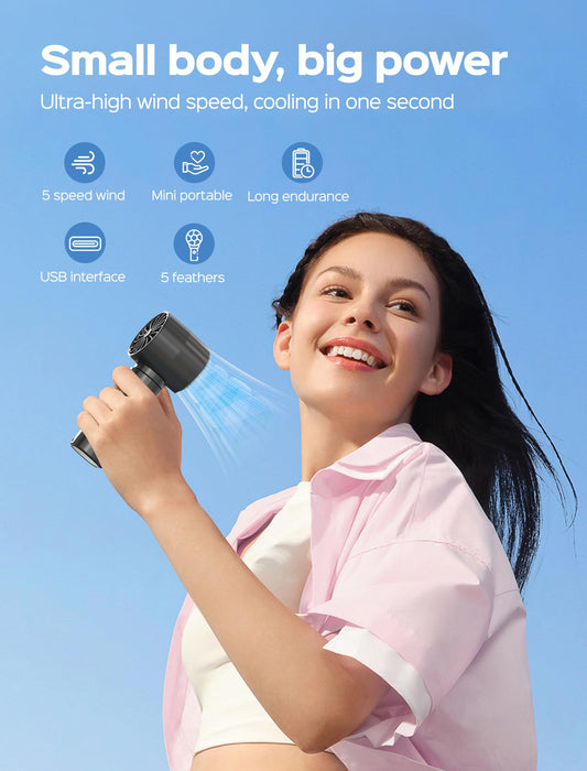 Portable Handheld Fan with Digital Display,High Speed 10000 RPM USB Rechargeable Mini Personal Fan, 4000mAh Battery, Hand Held Cooling for Travel/Camping/Outdoor - Grey (Ideal Gift for Women & Men)