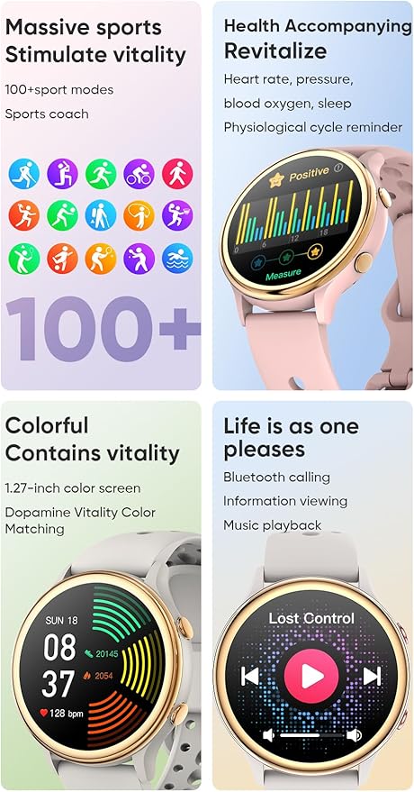 KEEPONFIT Smart Watches for Women, Fitness Tracker with Heart Rate & SpO2 Monitor, IP67 Waterproof Activity Tracker for Men & Women, Smart Watch for Android Phones and iPhone Compatible (Pink)