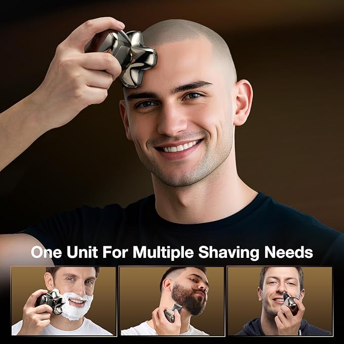 5D Head Shavers for Bald Men - 6 in 1 kensen Upgraded Magnetic Head Body Shaver for Mens, Wet/Dry Bald Head Shavers for Men IPX6 Waterproof LED Display with USB-C Charge Head Razors for Bald Mens Gift
