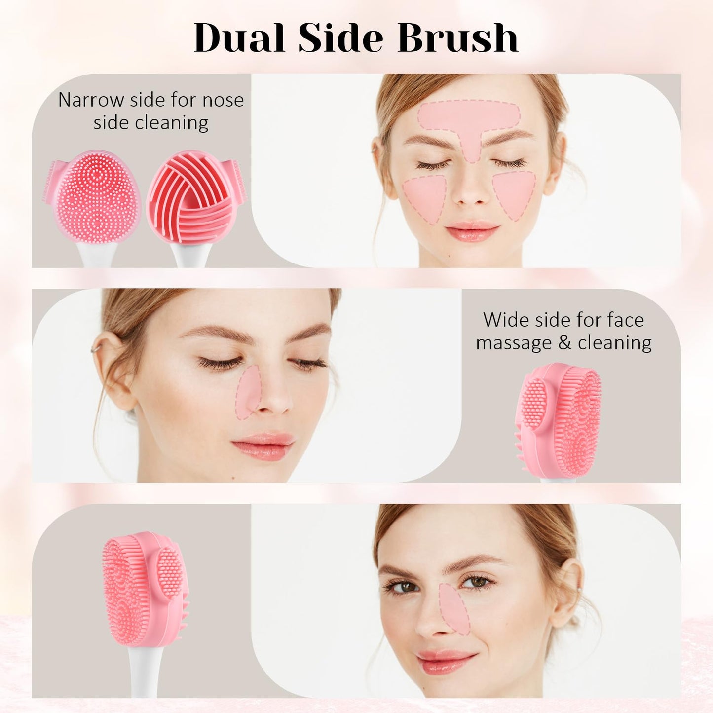 4 Pcs Silicone Face Brush Face Mask Brush Face Scrub Brushes Lip Exfoliator Facial Cleansing Brushes 4 in 1 Face Mask Applicator Face Tools for Skincare