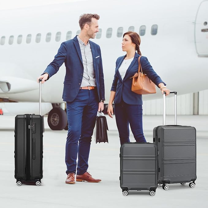 Kono 28 Inch Luggage Expandable Suitcase Lightweight with Spinner Wheels TSA Lock Hardside Large Checked Luggage Durable Rolling Suitcase Grey