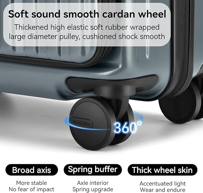 24 Inch Checked Large Luggage with Spinner Wheels Front Opening Rolling Suitcase for 5-7 Days Travel, Scratch Resistant PC Hardshell TSA Lock Cup Holder Specially Designed Ergonomic Pull Rod Handle