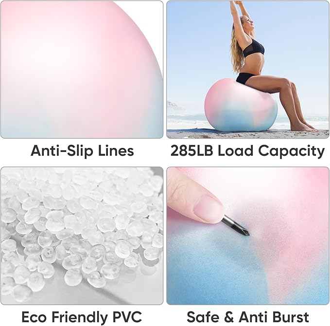 APEXUP Yoga Ball Exercise Ball Anti Slip Heavy Duty for Fitness, Balance & Core Workout