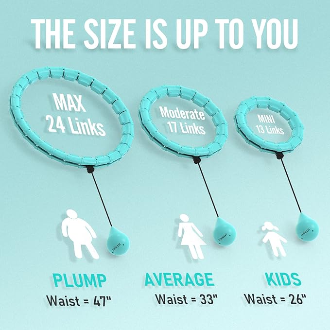 JKSHMYT Weighted Hula Circle Hoops for Adults Weight Loss, Infinity Fitness Hoop Plus Size 47 Inch, 24 Detachable Links, Exercise Hoop Suitable for Women and Beginners