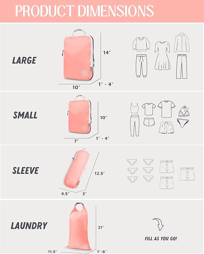 Compression Packing Cubes Set for Travel - Lightweight, Durable Clothes Organizer for Carry-On Luggage and Suitcases by TRIPPED Travel Gear