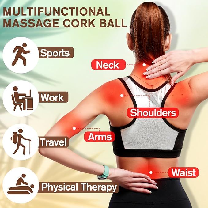 50 Pcs Cork Massage Ball 2 Inch Solid Hard Myofascial Release Yoga Ball for Back Foot Neck Pain Therapy Portable Tissue Muscle Release Tool for Home Office Travel