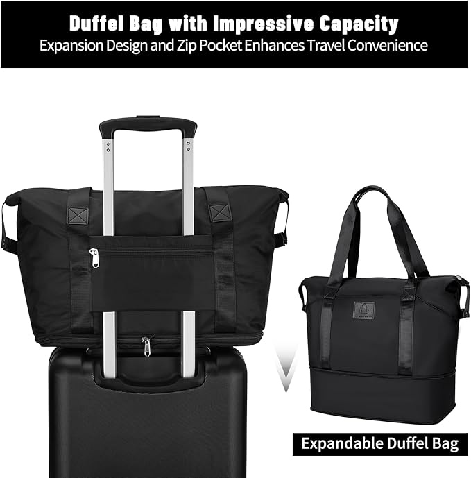 20 inch Small Carry On Luggage Front Open with Laptop Pocket, ABS+PC Hard Shell Suitcase with Spinner Wheels TSA Lock & YKK Zipper, 20in/Toiletry Bag/Handbag, Black