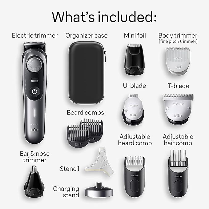Braun All-in-One Men's Shaving Kit Series 9 9440, 13-in-1 Beard, Face, Nose, Ear Trimmer, Hair Clippers, Body Groomer and Manscaping