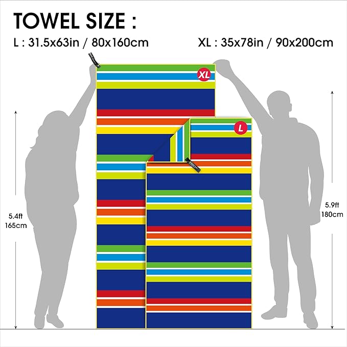 4Monster Microfiber Beach Towel Quick Dry,Super Absorbent Lightweight Travel Towel for Swimmers, Sand Free Camping Towel, Beach Towels for Pool,Swim,Water Sports,Yoga