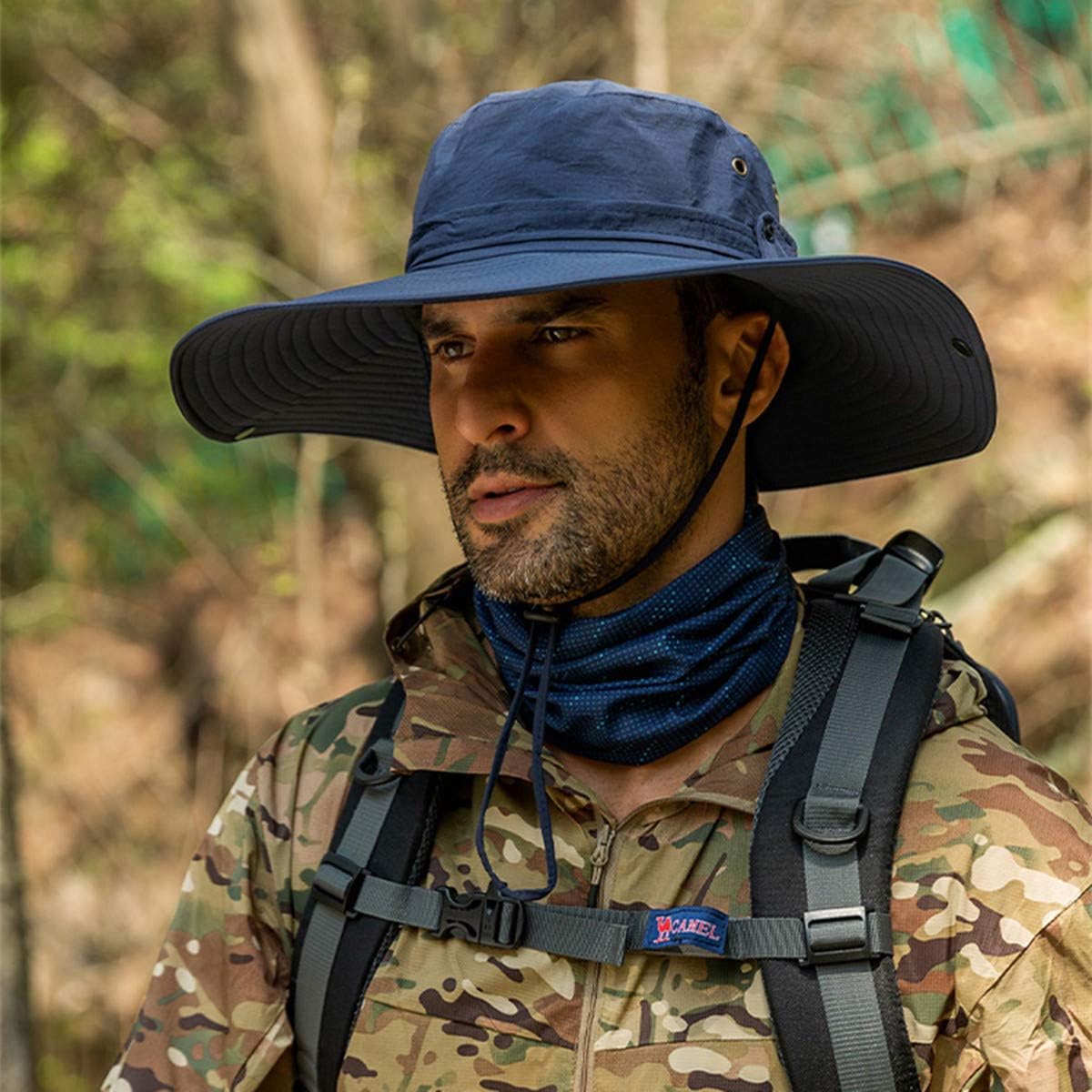 HLLMAN Super Wide Brim Sun Hat UPF 50+ Protection Hats for Mens/Womens Large Bucket hat for Fishing, Hiking, Gardening