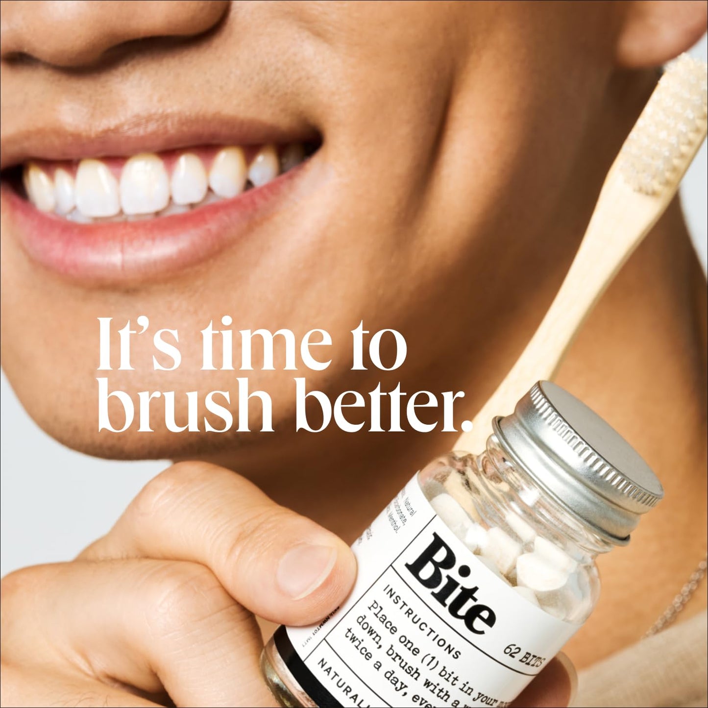 Bite Toothpaste Tablets, Xylitol & 5% Nano Hydroxyapatite Toothpaste Bits for Sensitive Teeth, Fluoride Free Tooth Whitening, Travel Size Dental Care for Adults & Kids, Made in USA, 124 Bits