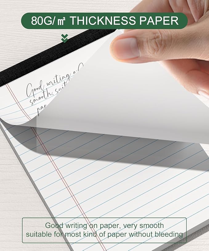 12 Pack Note Pads 4x6 Inch, White Mini Legal Pads, Small Writing Pads, Notepads of College Ruled Paper, Lined Paper Pads, Scratch Pads Mini Notepad for Grocery List, To-Do List, 30 Sheet/Notepad