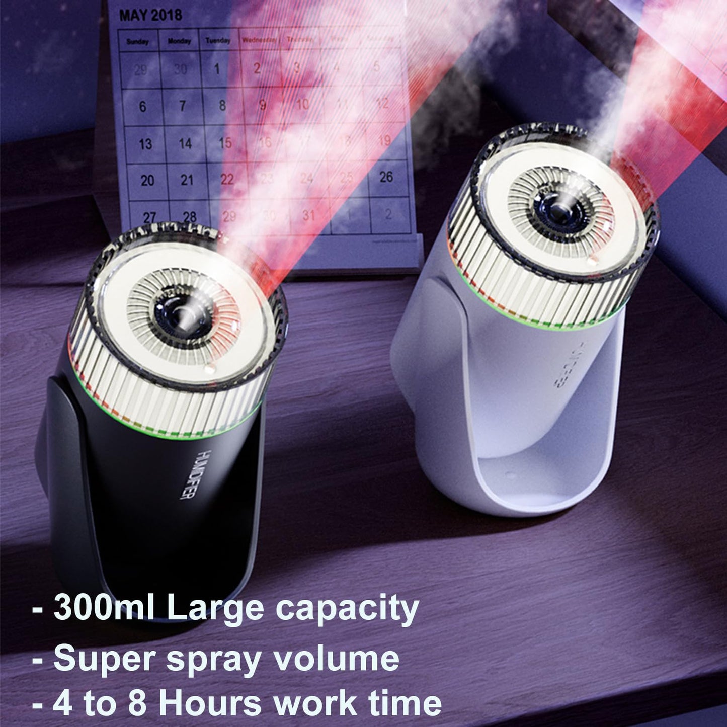 KISSWILL Mini Humidifier with LED Starry Sky Projector, 2 Mist Modes, Silent Operation, USB Powered (black)