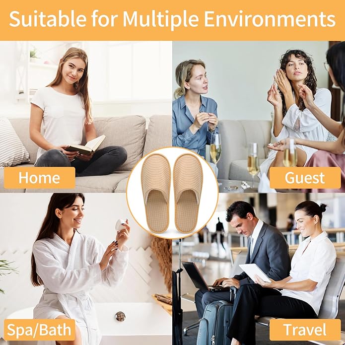 30 Pairs House Slippers Non Slip Disposable Washable Reusable Closed Toe Hotel Slippers for Guests Spa Travel Home Indoor Wedding Party