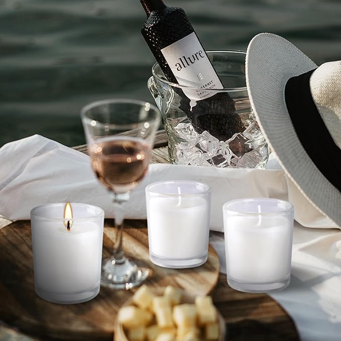 48 Pack Warm White Unscented Clear Glass Filled Votive Candles. Hand Poured Wax Candle Ideal Gifts for Aromatherapy Spa Weddings Birthdays Holidays Party.