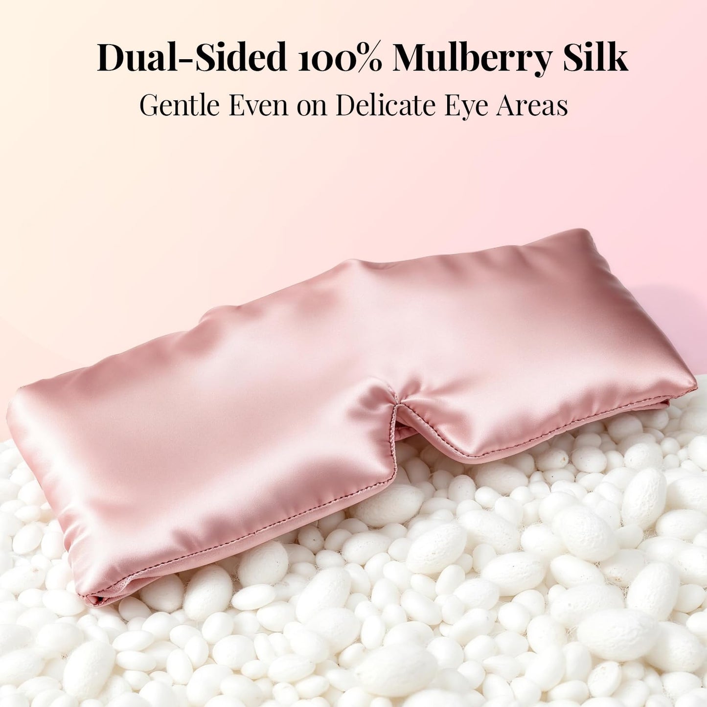 Mulberry Silk Sleep Mask for Men & Women - 100% Light Blocking Blackout Eye Mask for Side Sleepers, Adjustable Fit for All Heads, Soft Zero Pressure Comfort, Unisex Travel Eye Cover(Pink)