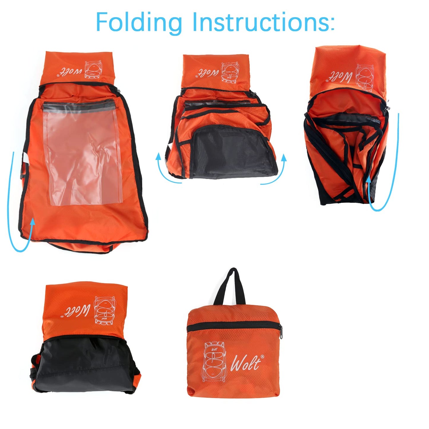 WOLT 40L Packable Travel Backpack, Foldable Lightweight Backpack for Men Women,Waterproof Hiking Bag for Outdoor Camping (Black)