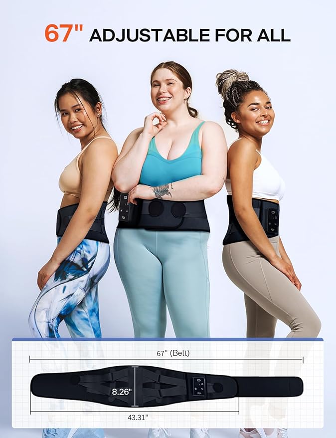 ALLJOY 67" Cordless Heating Pad for Back Pain Relief FSA Eligible, Birthday Gifts for Women Men Mom Dad, Portable Lower Back Massager with 3 Heat 5 Vibration, Wireless Heating Pad for Cramps