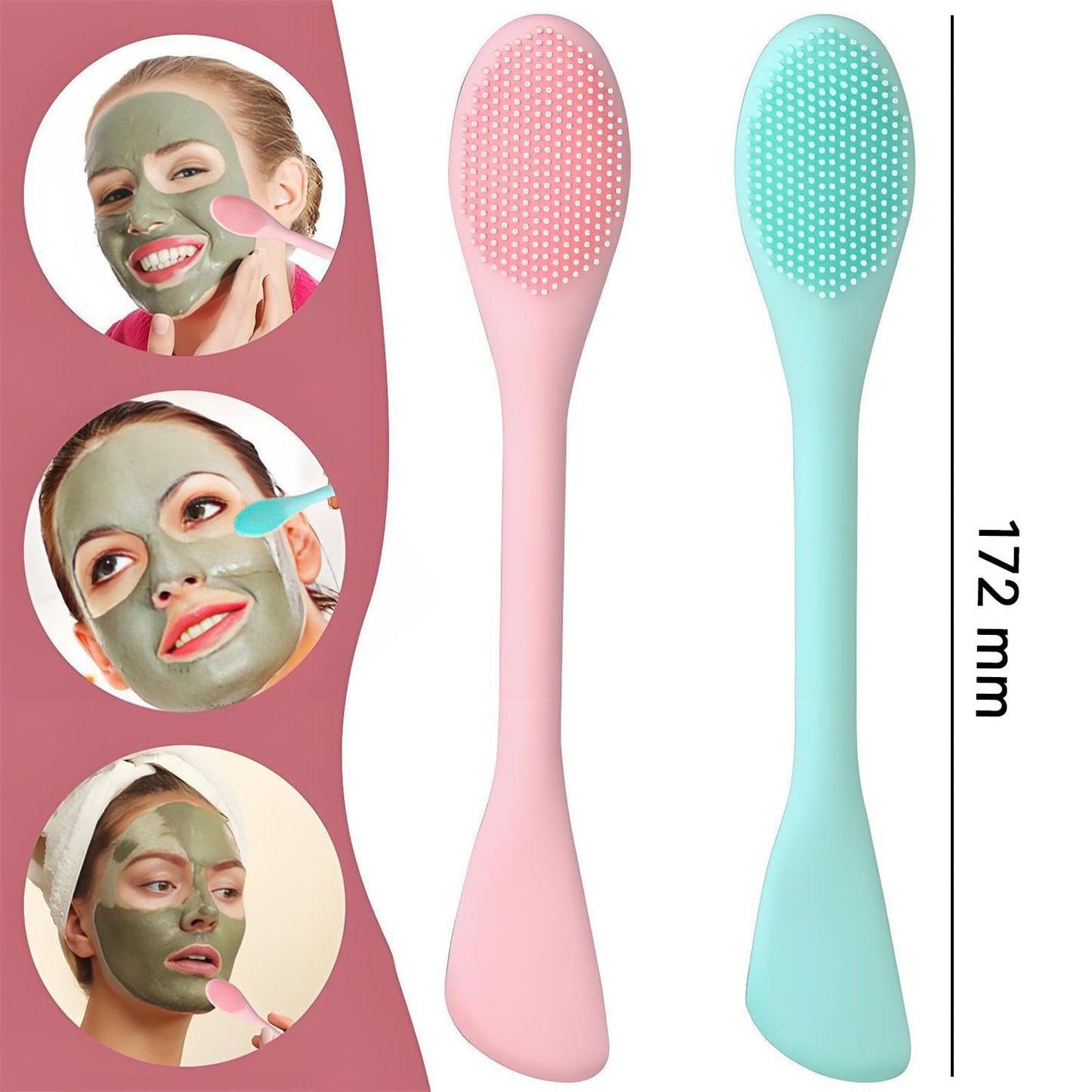 2 PCS Facial Cleansing Brush,2 in 1 Silicone Face Mask Brush for Exfoliating,Massaging,Remove Blackheads,Deep Pore Cleansing,DIY Mask