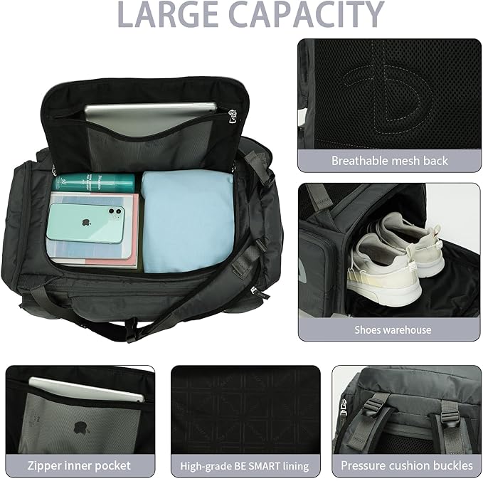 BESMART 40L Extra Large Gym Backpack for Men, Big Gym Bag with Shoes Compartment, Waterproof Heavy Duty Duffel Bags, Men's Workout Backpacks for Outdoor Sport,Hiking,Camping,Travel