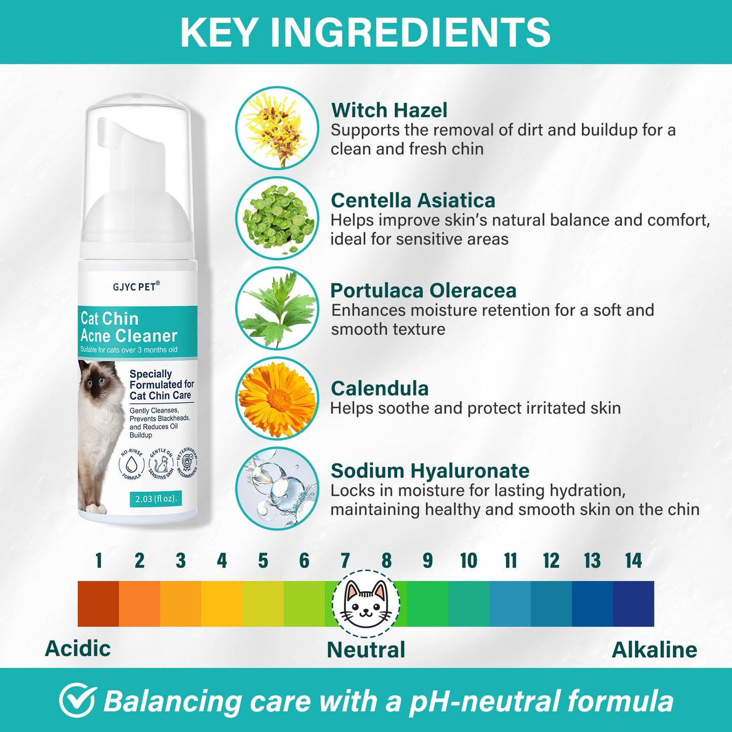 Cat Chin Acne Cleaner – No-Rinse Blackhead & Pimple Remover with Brush – Gentle Formula for Sensitive Feline Skin, Oil & Debris Control, 2.03 fl oz