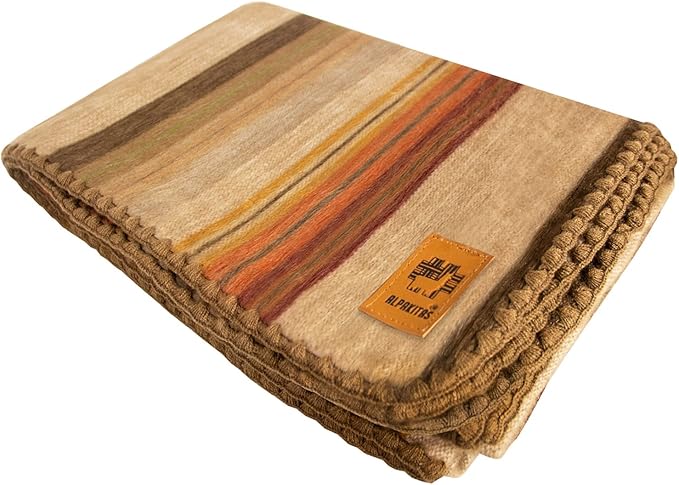 Alpaca Wool Blanket - Twin Size Bed Throw & Warm, Lightweight, Couch or Camp - Outdoor - 75 x 38 Inches (Brown)
