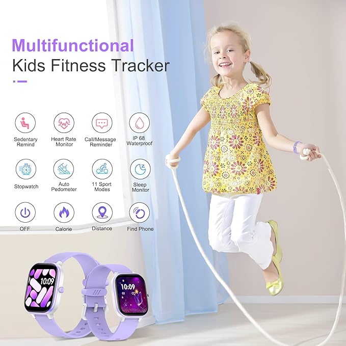 Kids Watch, IP68 Waterproof Smart Watch with 19 Sport Modes, Pedometer, 19 Sports Modes, Great Tracker Gift for Kids