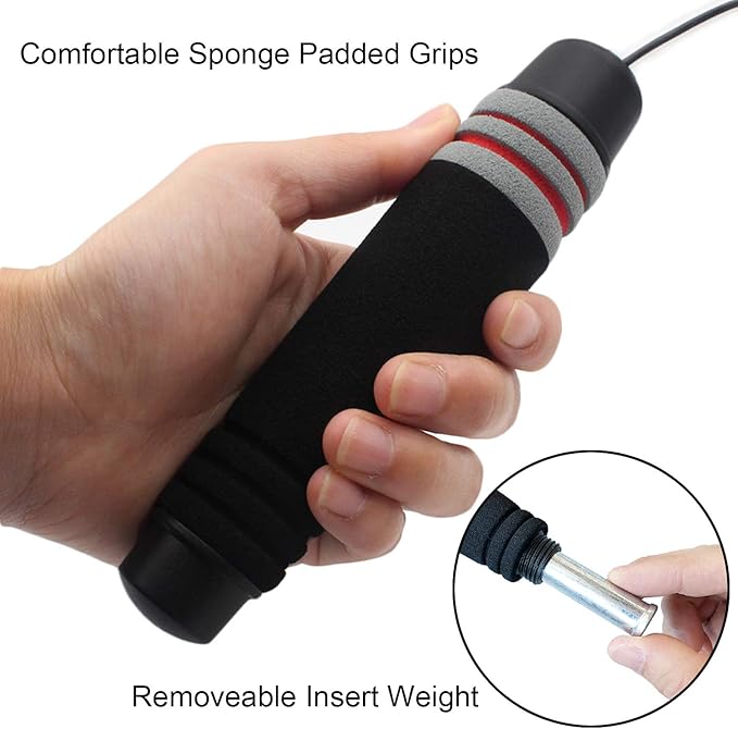 Benvo Weighted Ropeless Jump Rope Cordless Speed Rope Skipping Rope for Double Unders, Exercise, WOD, Boxing, MMA Beachbody Training Fitness- Updated Version