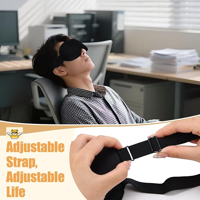 Premium Ultra-Light Sleep Mask, Only 0.73oz, 100% Light Blocking, Comfortable 3D Contoured Memory Foam, Lash Extension Eye Masks for Sleep, Travel, Office, for Men Women Side Sleeper, Black