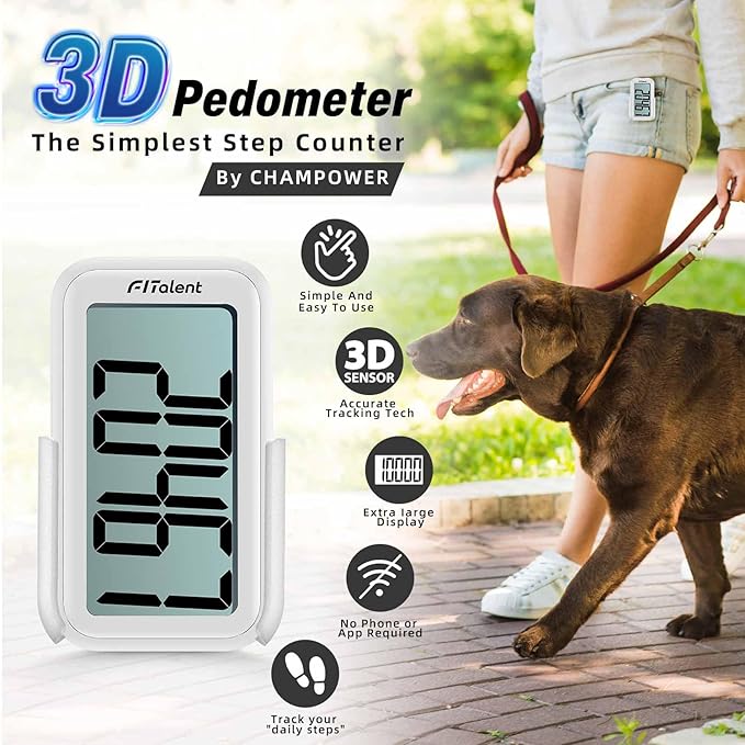 Pedometer for Walking Steps, 3D Accurate Simple Pedometer, Step Counter for Kids Men Women Seniors, Step Tracker with Clip Lanyard