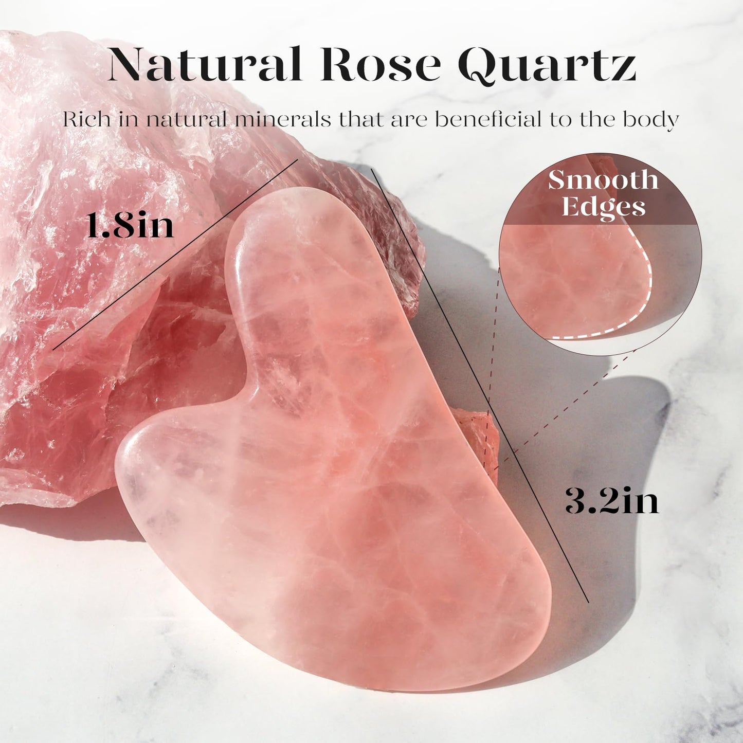BAIMEI Gua Sha Facial Tool for Self Care, Massage Tool for Face and Body Treatment, Relieve Tensions, Reduce Wrinkles and Redness, Skin Care Tools for Men Women - Rose Quartz
