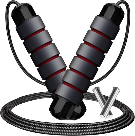 Adjustable Weighted Jump Rope, 9ft Long Tangle-Free Rapid Speed Jumprope for Exercise Calisthenics Fitness Jumping Skipping Double Dutch Boxing Crossfit, Workout Stuff for Women Men Kids Adult