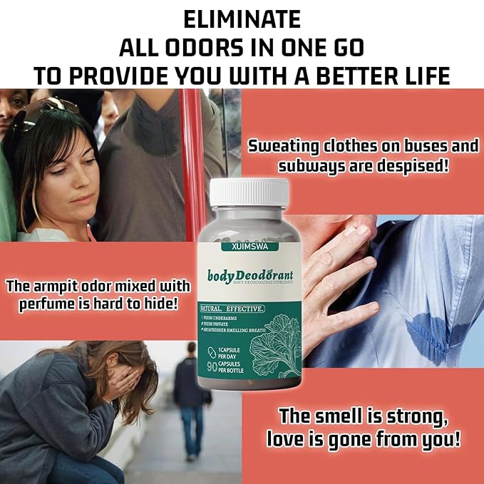 Body deodorizing Supplement, Body Deodorizer Capsules,Deodorant Supplements for women-90 Capsules (1PCS)