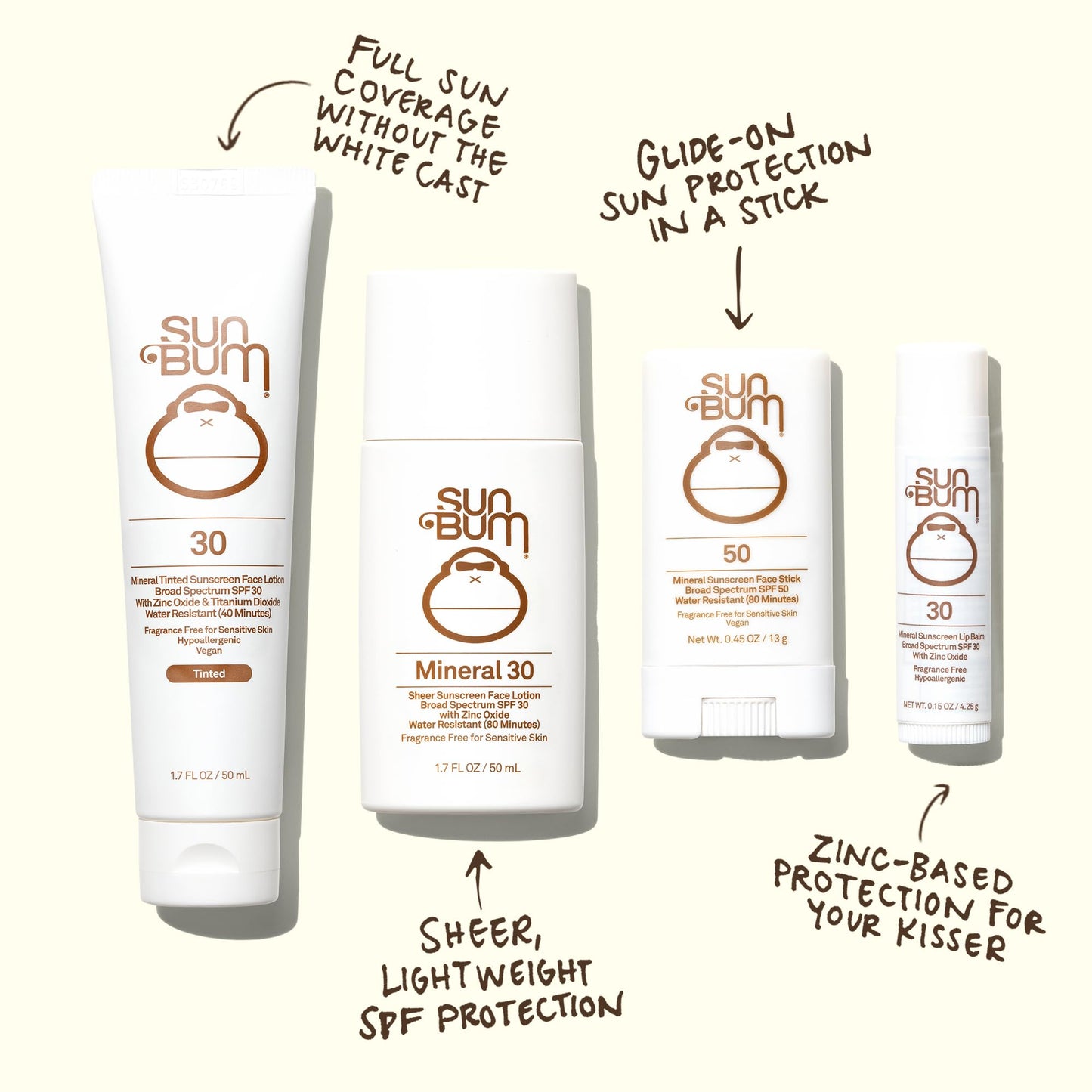 Sun Bum Mineral SPF 30 Face Sunscreen Lotion - Broad Spectrum and Fragrance Free Moisturizing Facial Sunscreen - Hawaii 104 Act Compliant (Without Octinoxate & Oxybenzone) - Travel Size - 1.7 oz